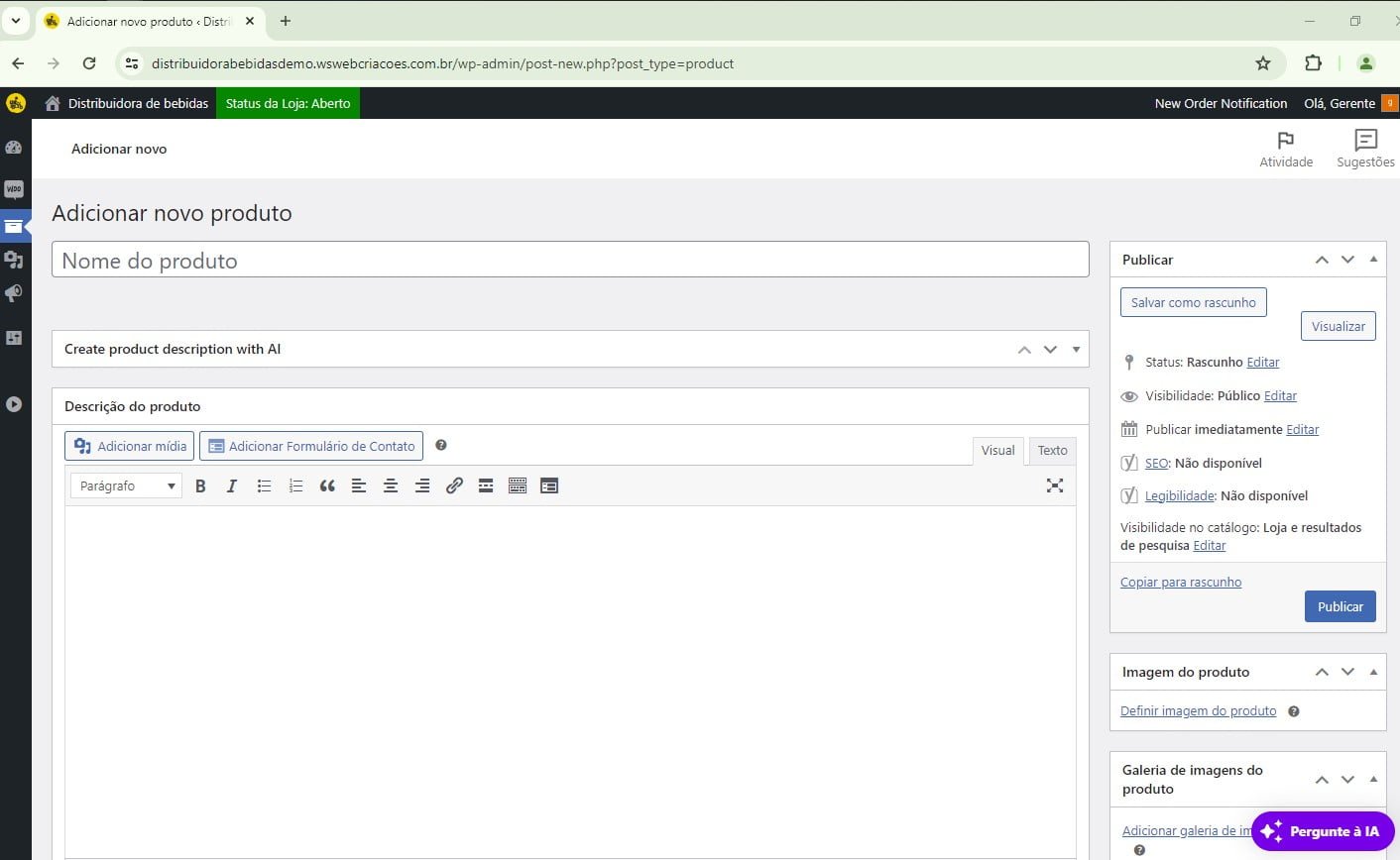 Leia mais sobre o artigo 3. Adicionar Novo Produto